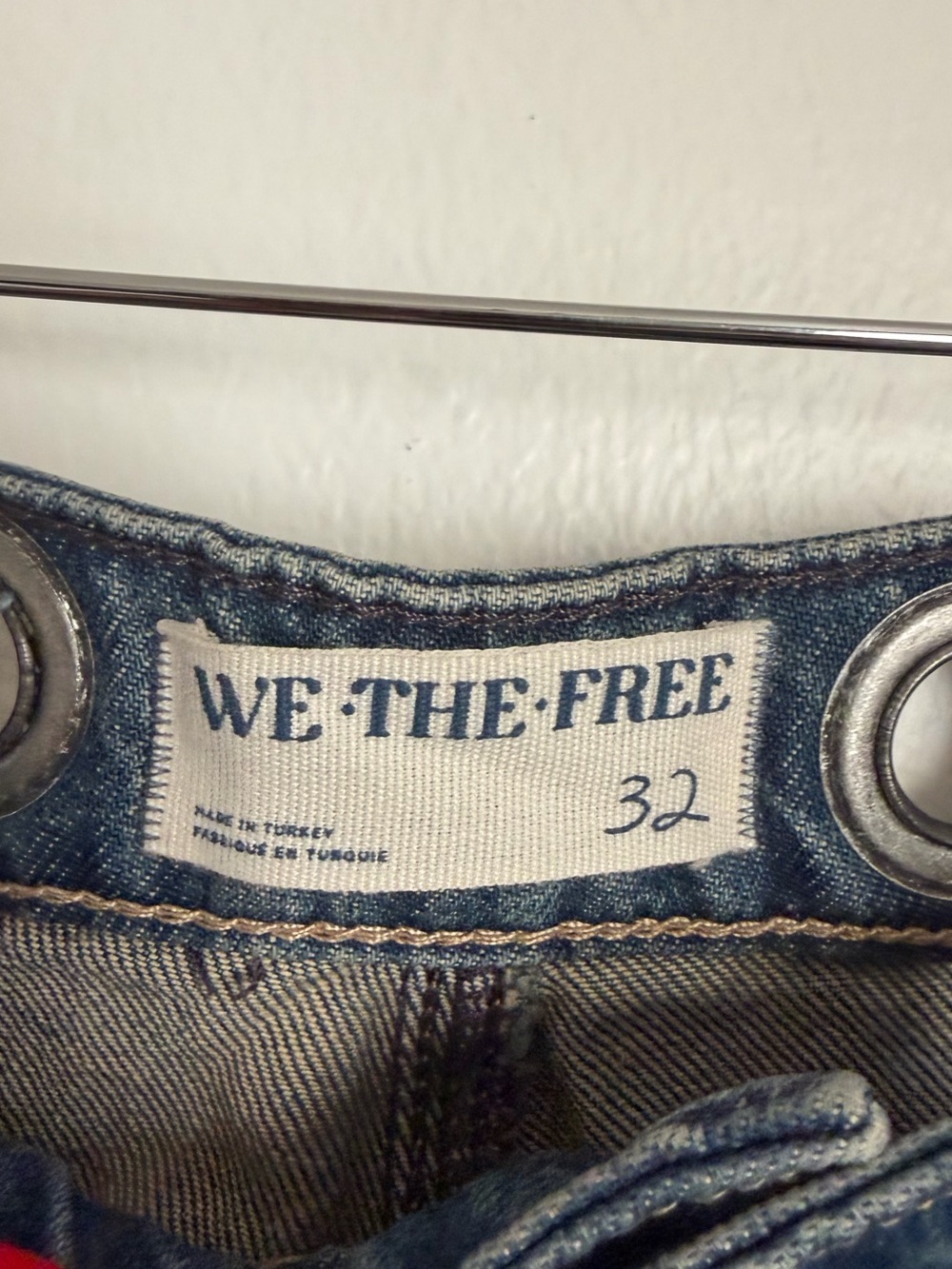 We The Free FP Moxie Mid Rise Barrel Jeans Timeless Blue Women Size 32 Wide Leg - Picture 9 of 12